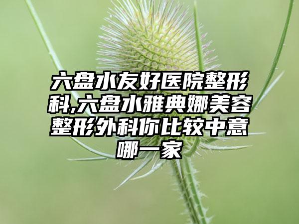 六盘水友好医院整形科,六盘水雅典娜美容整形外科你比较中意哪一家