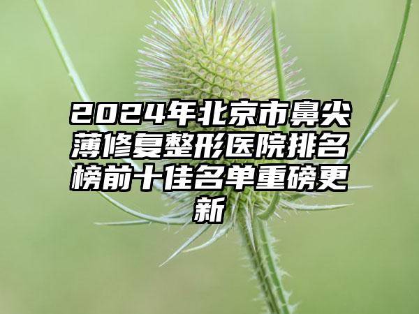 2024年北京市鼻尖薄修复整形医院排名榜前十佳名单重磅更新