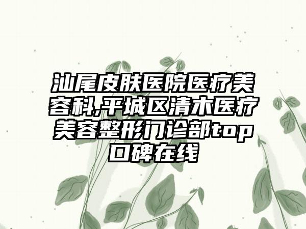 汕尾皮肤医院医疗美容科,平城区清木医疗美容整形门诊部top口碑在线