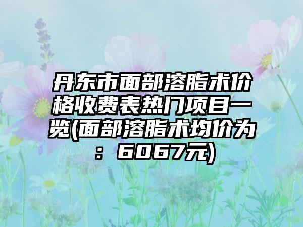 丹东市面部溶脂术价格收费表热门项目一览(面部溶脂术均价为：6067元)