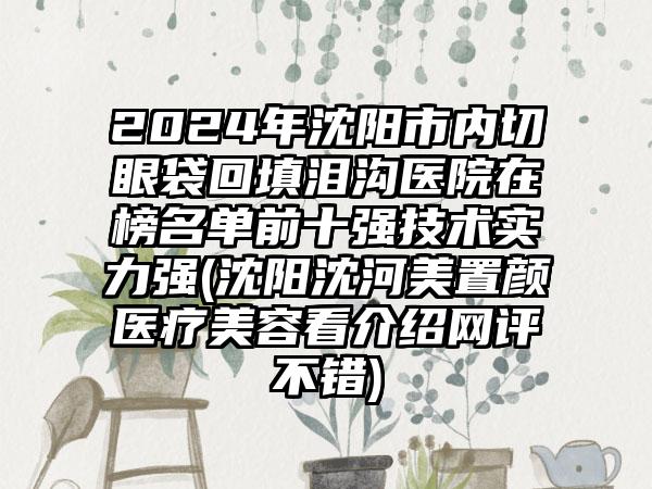 2024年沈阳市内切眼袋回填泪沟医院在榜名单前十强技术实力强(沈阳沈河美置颜医疗美容看介绍网评不错)