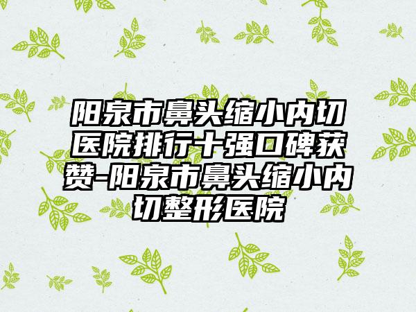 阳泉市鼻头缩小内切医院排行十强口碑获赞-阳泉市鼻头缩小内切整形医院