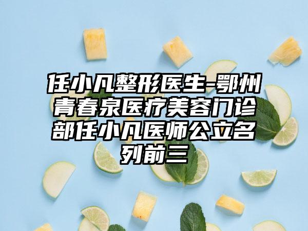 任小凡整形医生-鄂州青春泉医疗美容门诊部任小凡医师公立名列前三