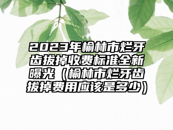 2023年榆林市烂牙齿拔掉收费标准全新曝光（榆林市烂牙齿拔掉费用应该是多少）