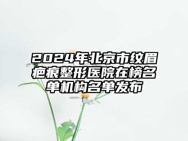 2024年北京市纹眉疤痕整形医院在榜名单机构名单发布