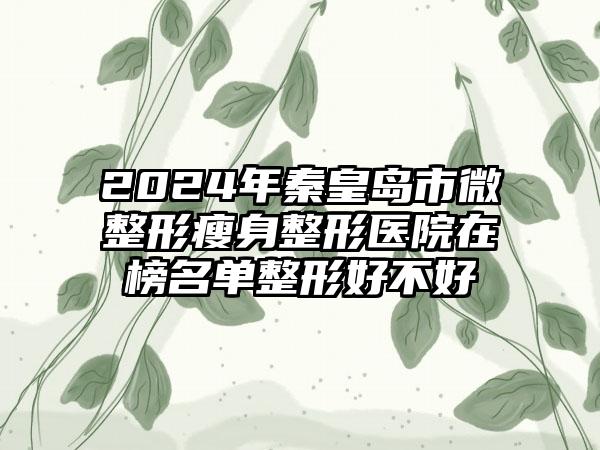 2024年秦皇岛市微整形瘦身整形医院在榜名单整形好不好