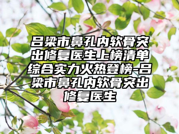 吕梁市鼻孔内软骨突出修复医生上榜清单综合实力火热登榜-吕梁市鼻孔内软骨突出修复医生