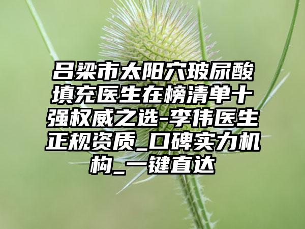 吕梁市太阳穴玻尿酸填充医生在榜清单十强权威之选-李伟医生正规资质_口碑实力机构_一键直达