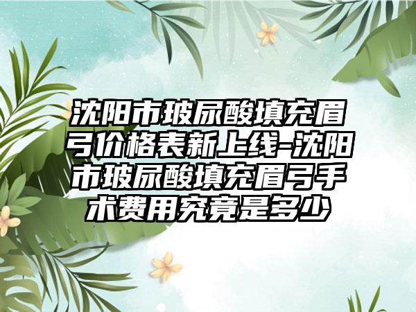 沈阳市玻尿酸填充眉弓价格表新上线-沈阳市玻尿酸填充眉弓手术费用究竟是多少