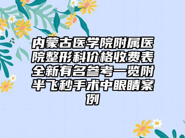 内蒙古医学院附属医院整形科价格收费表全新有名参考一览附半飞秒手术中眼睛案例