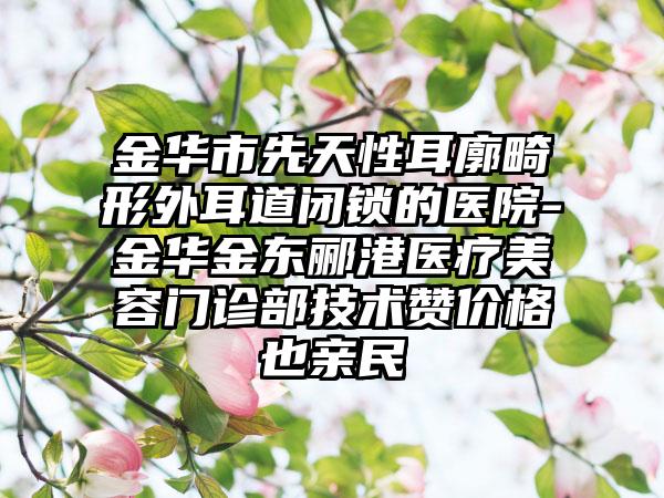 金华市先天性耳廓畸形外耳道闭锁的医院-金华金东郦港医疗美容门诊部技术赞价格也亲民