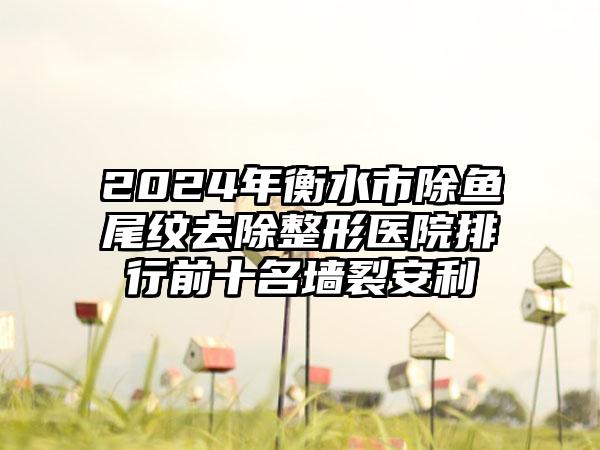 2024年衡水市除鱼尾纹去除整形医院排行前十名墙裂安利