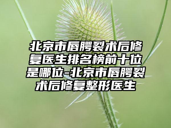 北京市唇腭裂术后修复医生排名榜前十位是哪位-北京市唇腭裂术后修复整形医生