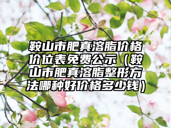 鞍山市肥真溶脂价格价位表免费公示（鞍山市肥真溶脂整形方法哪种好价格多少钱）