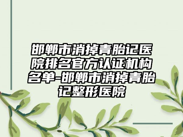 邯郸市消掉青胎记医院排名官方认证机构名单-邯郸市消掉青胎记整形医院