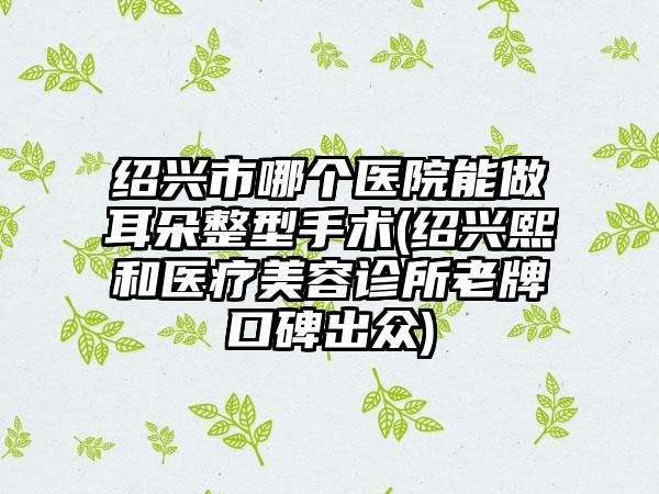 绍兴市哪个医院能做耳朵整型手术(绍兴熙和医疗美容诊所老牌口碑出众)