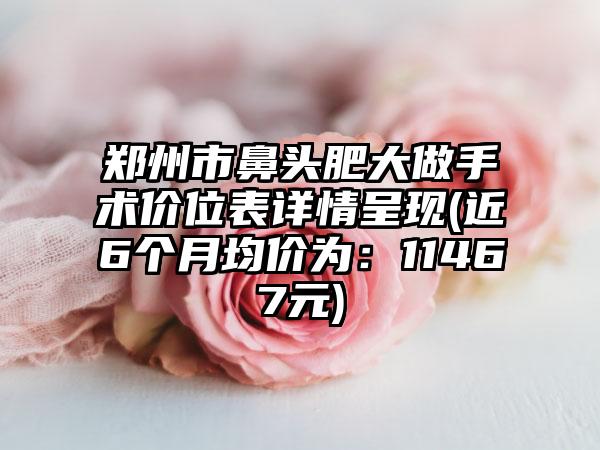 郑州市鼻头肥大做手术价位表详情呈现(近6个月均价为：11467元)