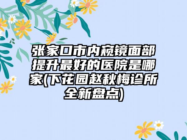 张家口市内窥镜面部提升最好的医院是哪家(下花园赵秋梅诊所全新盘点)