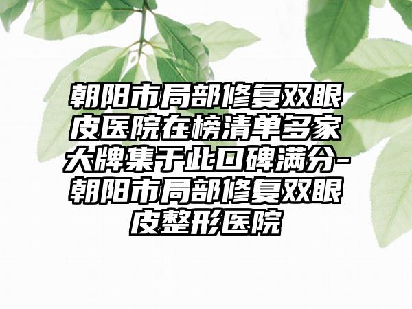 朝阳市局部修复双眼皮医院在榜清单多家大牌集于此口碑满分-朝阳市局部修复双眼皮整形医院