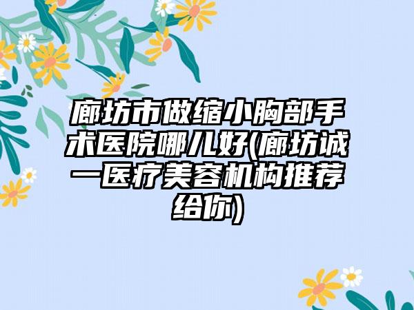 廊坊市做缩小胸部手术医院哪儿好(廊坊诚一医疗美容机构推荐给你)