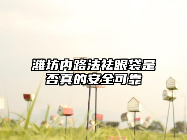 潍坊内路法祛眼袋是否真的安全可靠