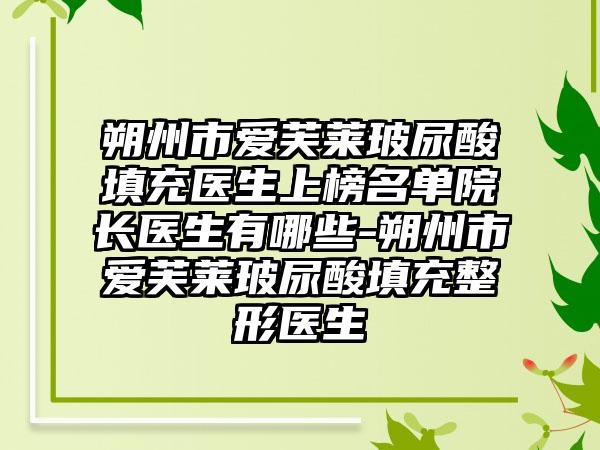 朔州市爱芙莱玻尿酸填充医生上榜名单院长医生有哪些-朔州市爱芙莱玻尿酸填充整形医生