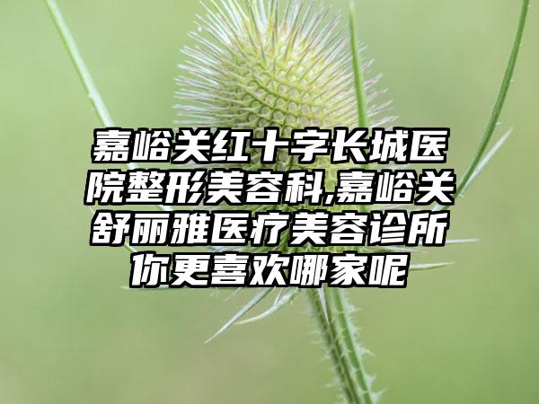 嘉峪关红十字长城医院整形美容科,嘉峪关舒丽雅医疗美容诊所你更喜欢哪家呢