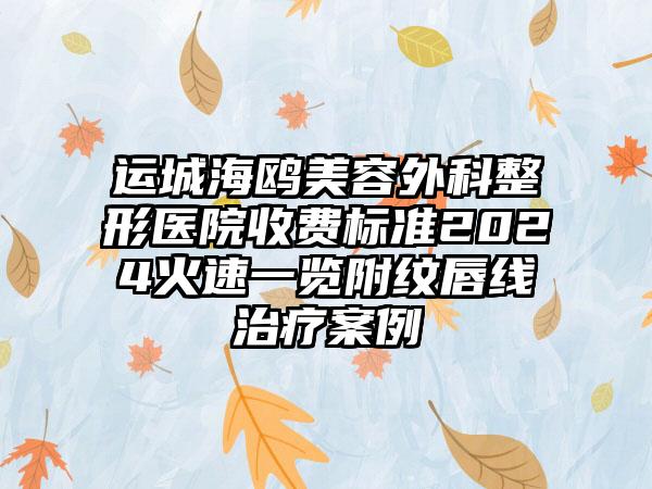 运城海鸥美容外科整形医院收费标准2024火速一览附纹唇线治疗案例