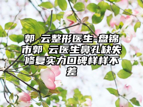 郭琇云整形医生-盘锦市郭琇云医生鼻孔缺失修复实力口碑样样不差