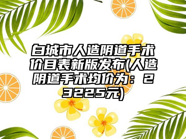 白城市人造阴道手术价目表新版发布(人造阴道手术均价为：23225元)