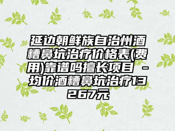 延边朝鲜族自治州酒糟鼻坑治疗价格表(费用)靠谱吗擅长项目 -均价酒糟鼻坑治疗13267元