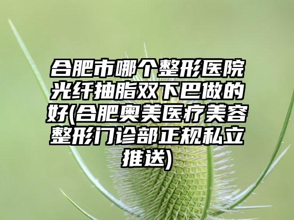 合肥市哪个整形医院光纤抽脂双下巴做的好(合肥奥美医疗美容整形门诊部正规私立推送)