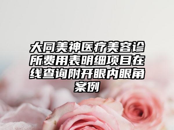 大同美神医疗美容诊所费用表明细项目在线查询附开眼内眼角案例