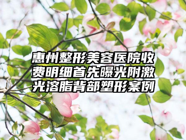 惠州整形美容医院收费明细首先曝光附激光溶脂背部塑形案例