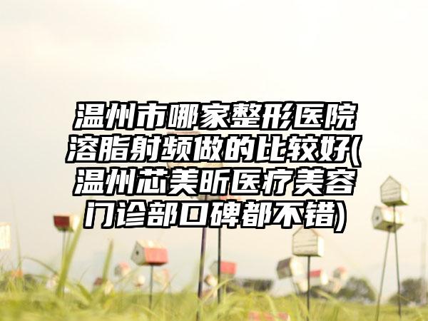 温州市哪家整形医院溶脂射频做的比较好(温州芯美昕医疗美容门诊部口碑都不错)