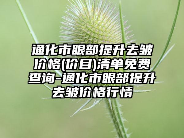 通化市眼部提升去皱价格(价目)清单免费查询-通化市眼部提升去皱价格行情