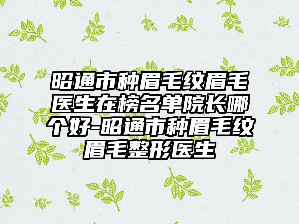 昭通市种眉毛纹眉毛医生在榜名单院长哪个好-昭通市种眉毛纹眉毛整形医生