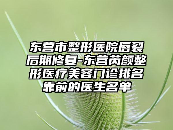 东营市整形医院唇裂后期修复-东营芮颜整形医疗美容门诊排名靠前的医生名单