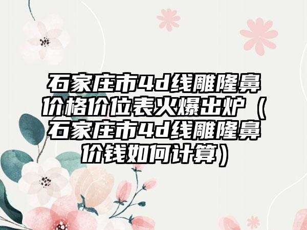 石家庄市4d线雕隆鼻价格价位表火爆出炉（石家庄市4d线雕隆鼻价钱如何计算）