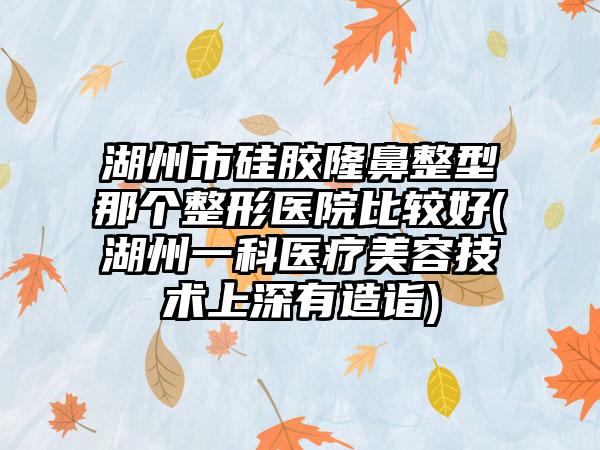 湖州市硅胶隆鼻整型那个整形医院比较好(湖州一科医疗美容技术上深有造诣)