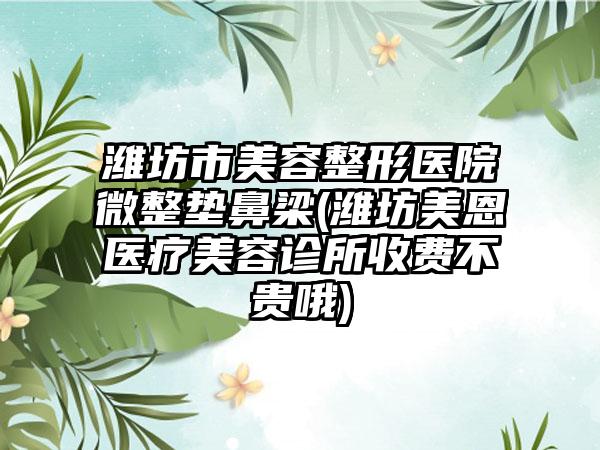 潍坊市美容整形医院微整垫鼻梁(潍坊美恩医疗美容诊所收费不贵哦)