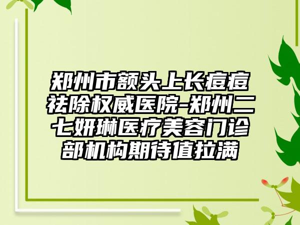 郑州市额头上长痘痘祛除权威医院-郑州二七妍琳医疗美容门诊部机构期待值拉满