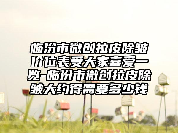 临汾市微创拉皮除皱价位表受大家喜爱一览-临汾市微创拉皮除皱大约得需要多少钱