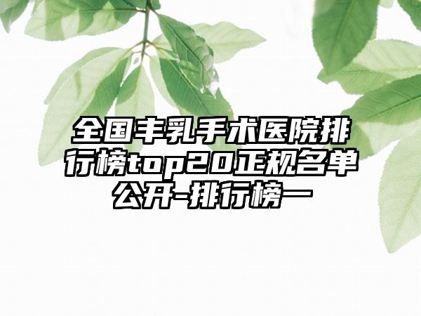 全国丰乳手术医院排行榜top20正规名单公开-排行榜一