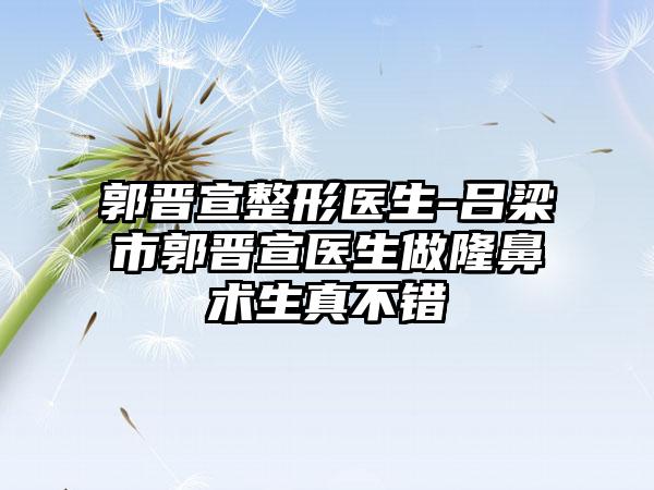 郭晋宣整形医生-吕梁市郭晋宣医生做隆鼻术生真不错