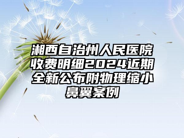 湘西自治州人民医院收费明细2024近期全新公布附物理缩小鼻翼案例