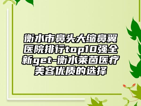 衡水市鼻头大缩鼻翼医院排行top10强全新get-衡水莱茵医疗美容优质的选择