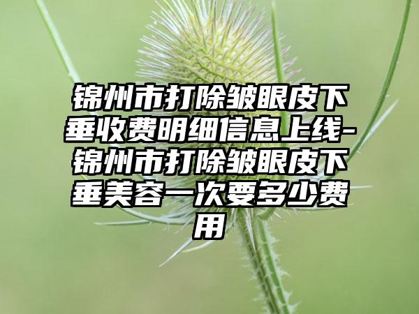 锦州市打除皱眼皮下垂收费明细信息上线-锦州市打除皱眼皮下垂美容一次要多少费用