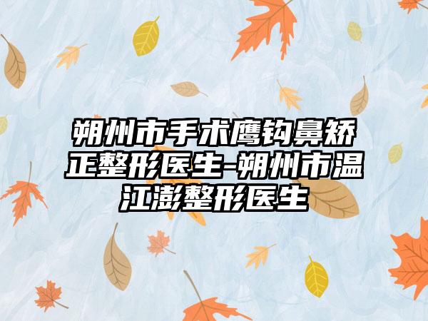 朔州市手术鹰钩鼻矫正整形医生-朔州市温江澎整形医生