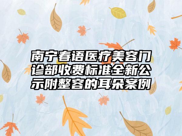 南宁春语医疗美容门诊部收费标准全新公示附整容的耳朵案例